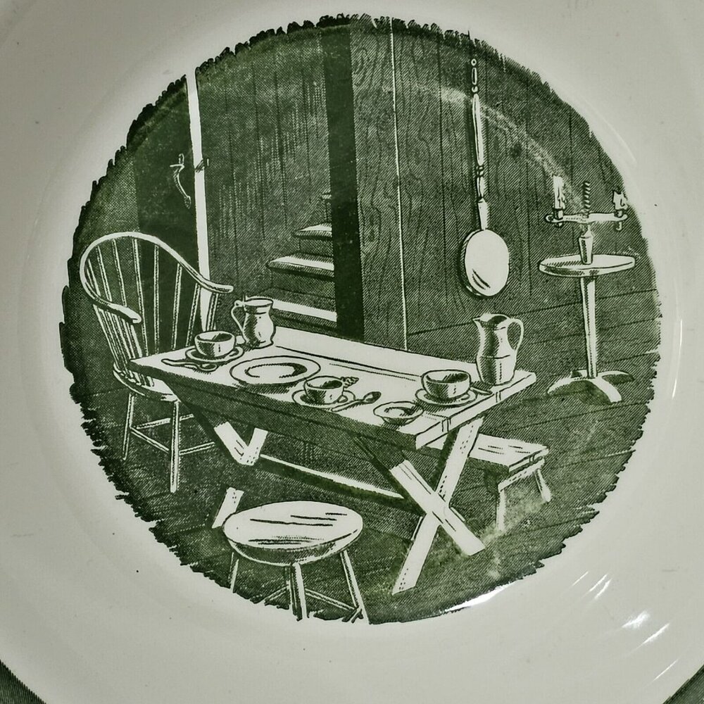 Colonial Homestead Serving Bowl 10" green by Royal USA colonial revival 1970s - Picture 3 of 11